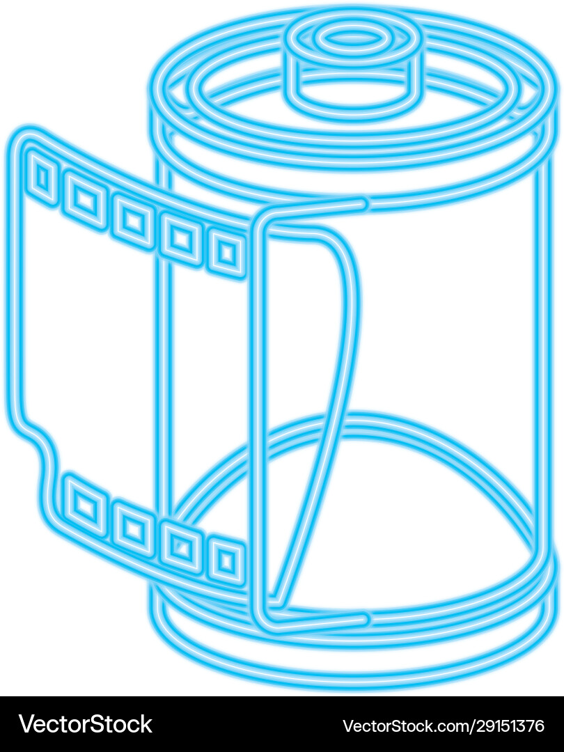 Roll camera nineties retro neon light Royalty Free Vector