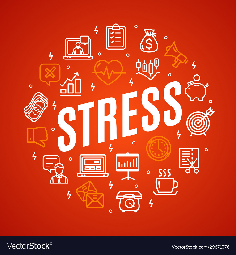 Stress signs round design template thin line icon Vector Image