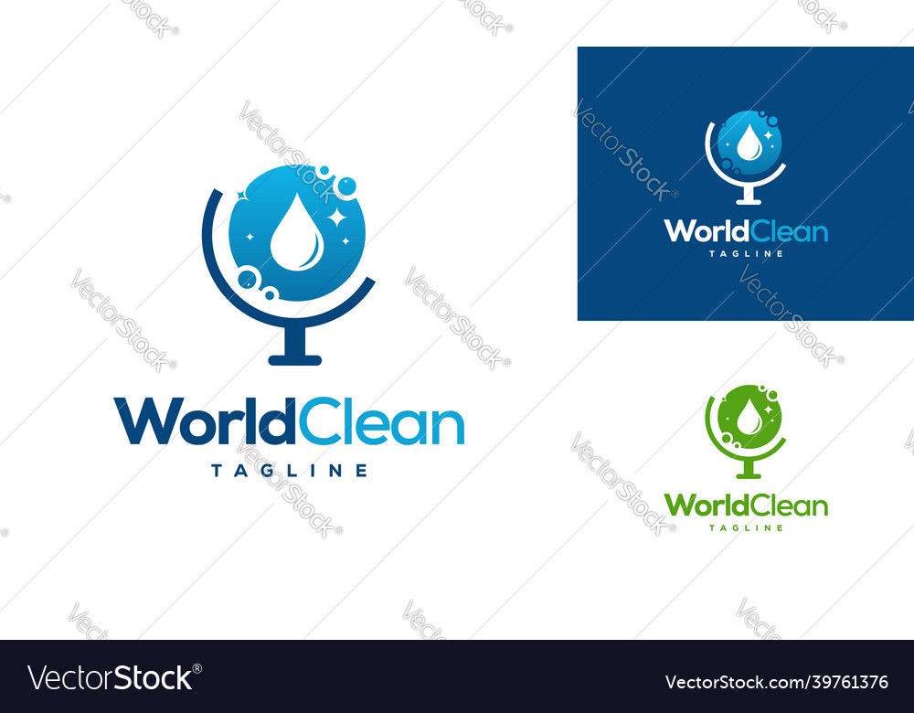 World clean eco logo template global Royalty Free Vector