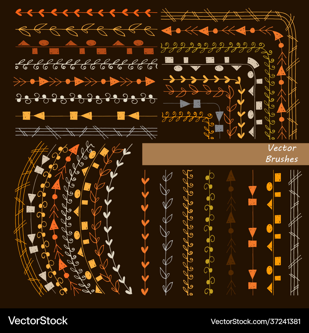 A set patterned brushes hand-painted graphics Vector Image