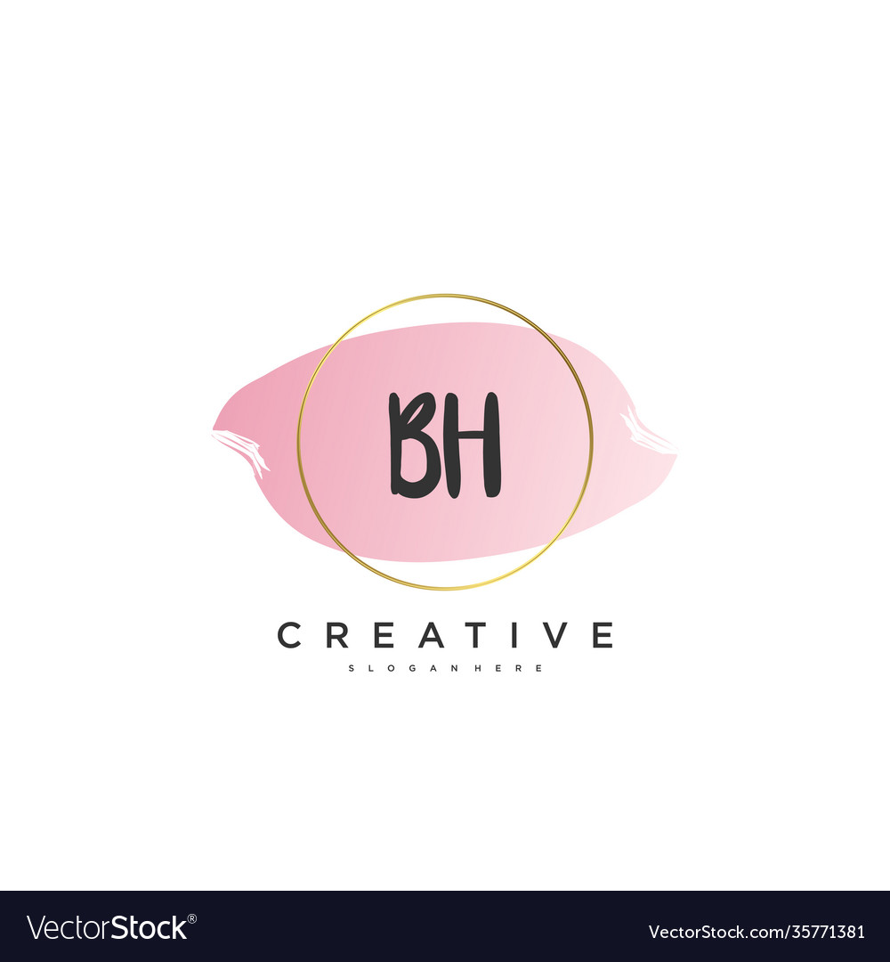 Bh beauty initial logo handwriting logo art Vector Image