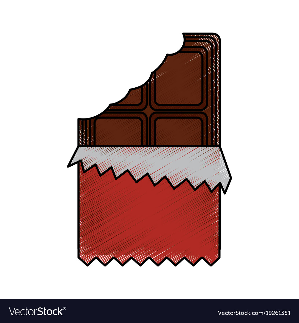 Chocolate bar bitten in packaging blank