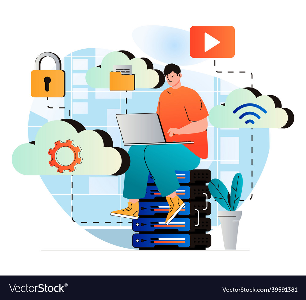 Cloud computing concept in modern flat design Vector Image