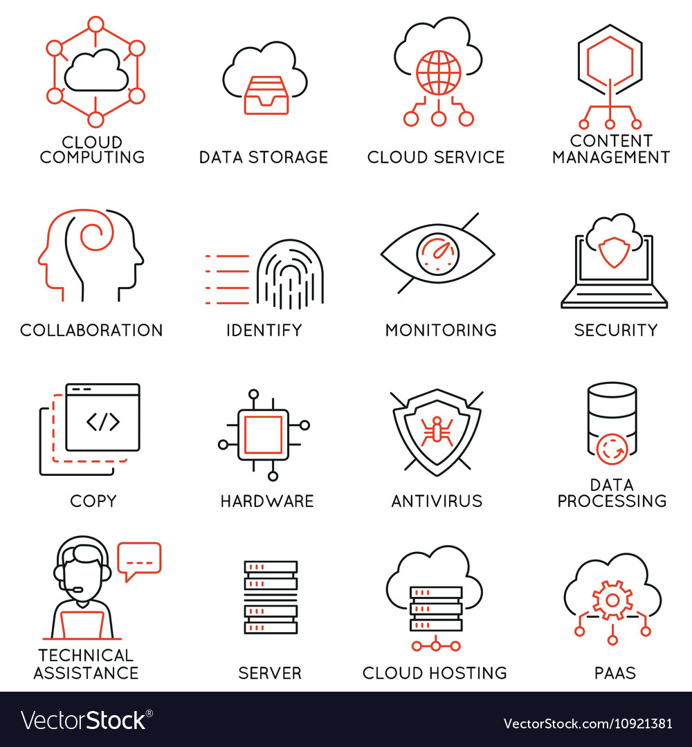 Cloud Computing Service Icons 1 Royalty Free Vector Image