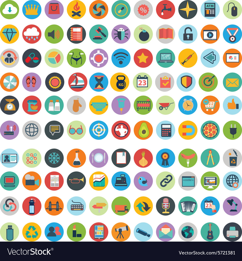 Flat icons design modern big set of various Vector Image