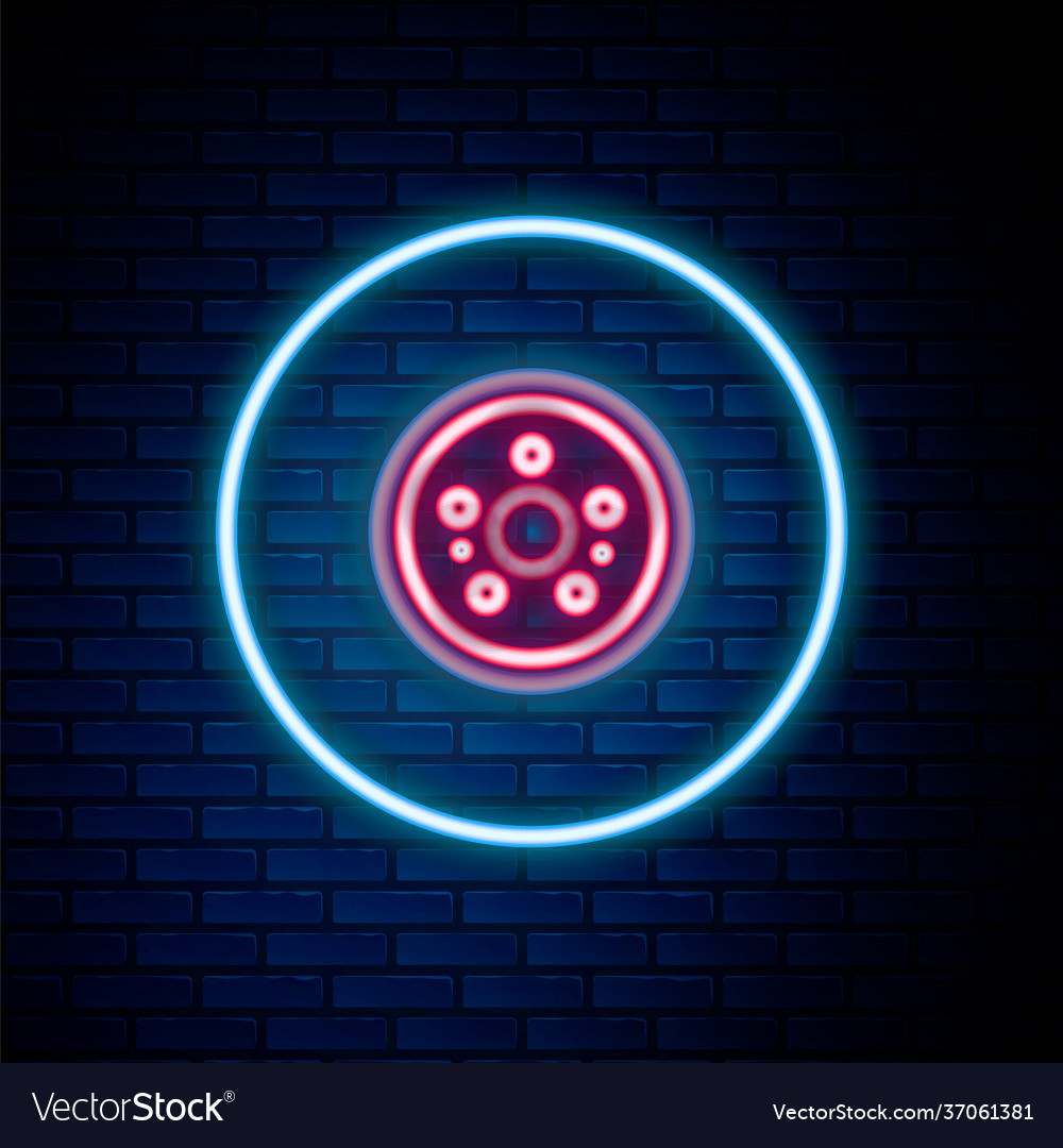 Glowing Neon Line Car Brake Disk Icon Isolated Vector Image