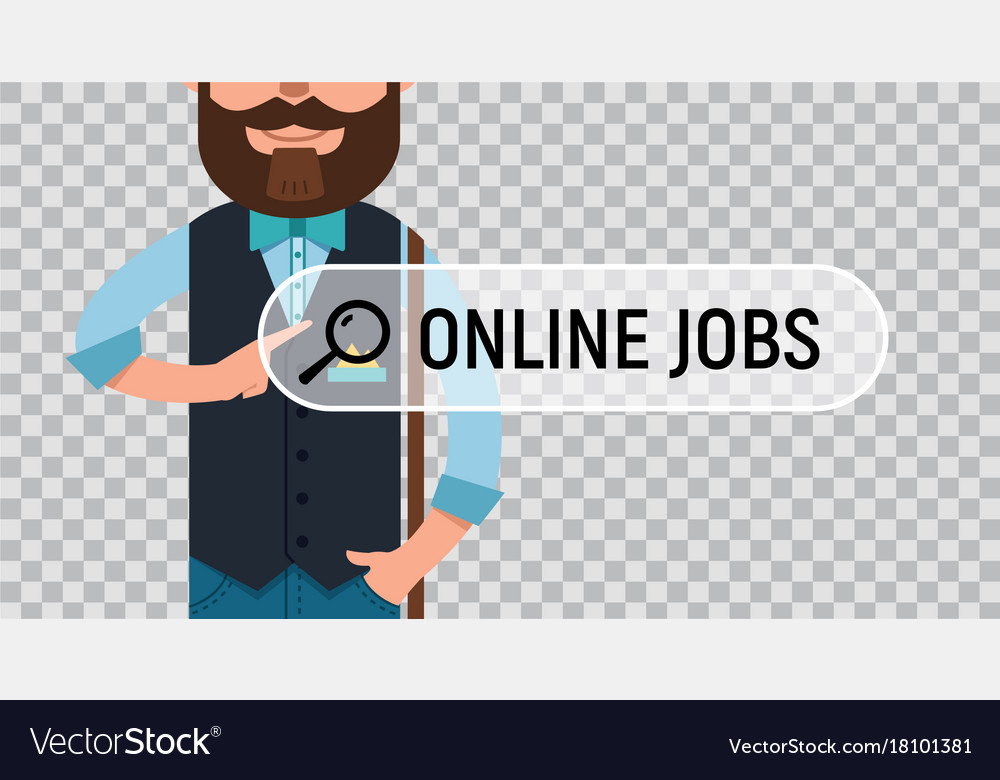 Online Job Search >> Job Search Man Is Writing Online Job On Screen Online Job Search >> Job Search Man Is Writing Online Job On Screen