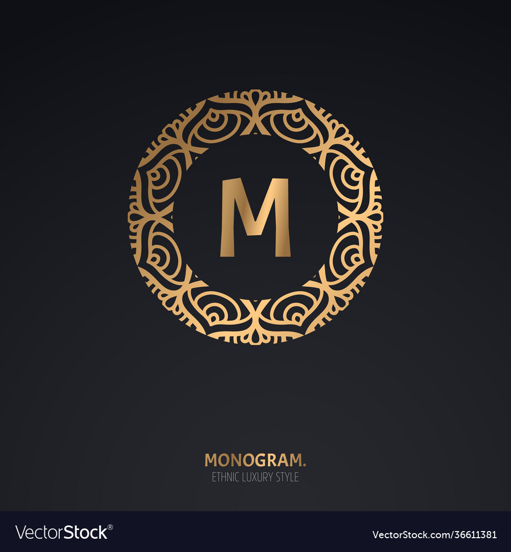 Luxury art deco golden classic monogram mandala Vector Image