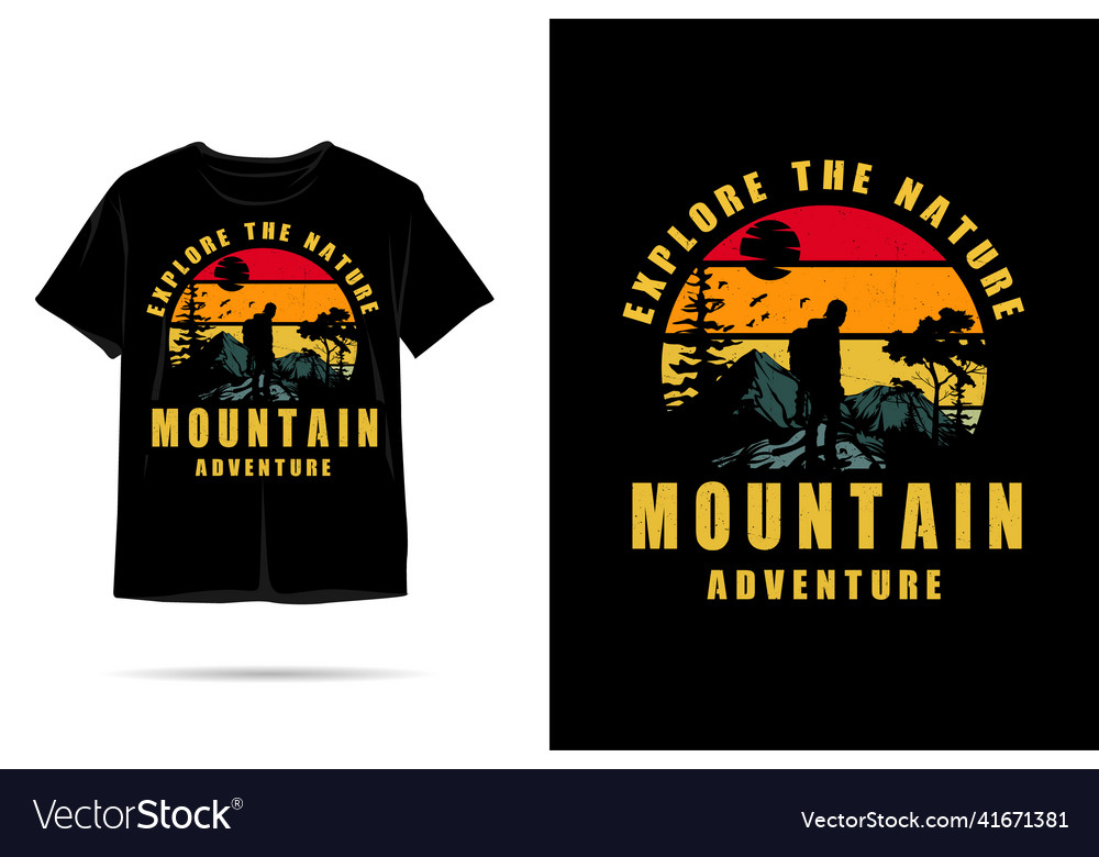 Mountain adventure silhouette t shirt design Vector Image