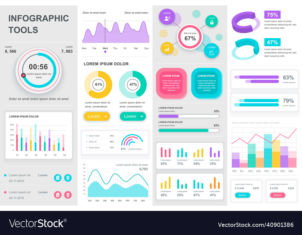Bundle infographic ui ux kit elements Royalty Free Vector