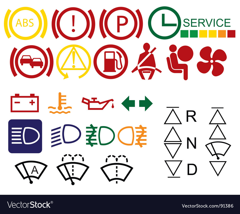 Car dashboard signs Royalty Free Vector Image - VectorStock