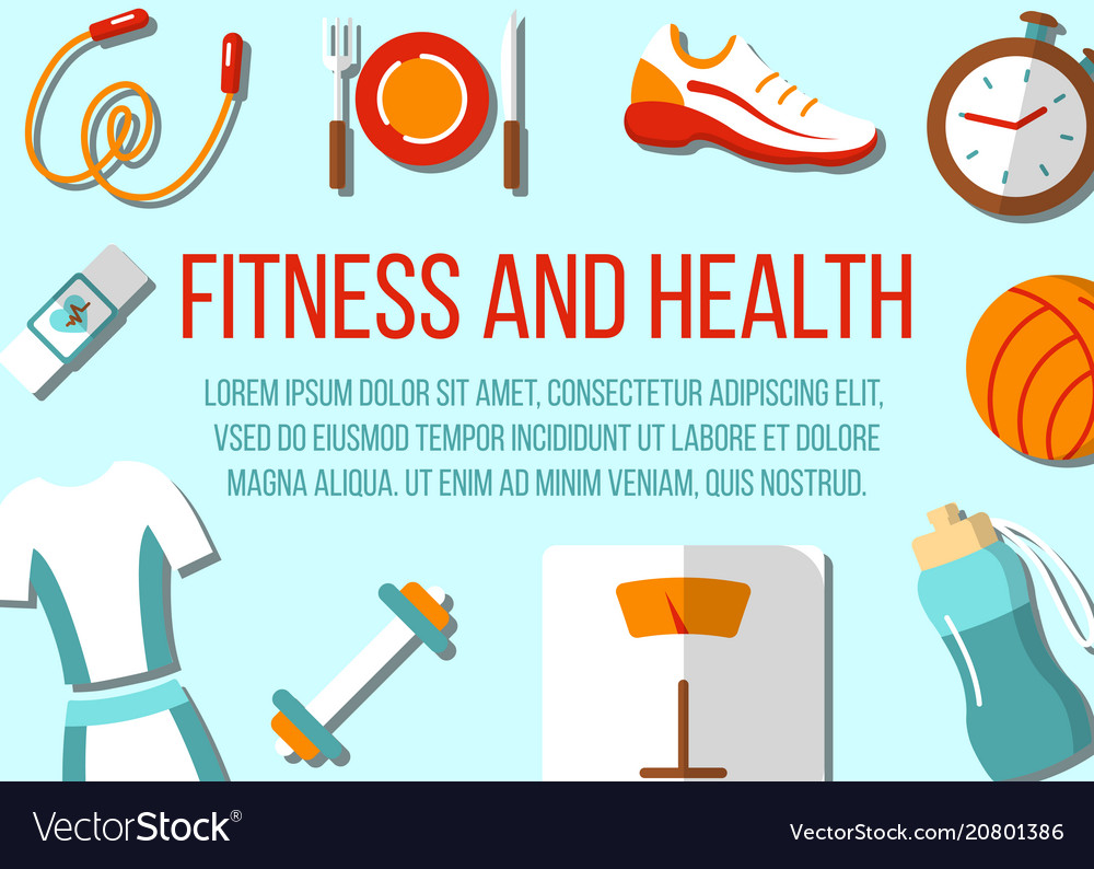 Fitness And Health Horizontal Frame Royalty Free Vector