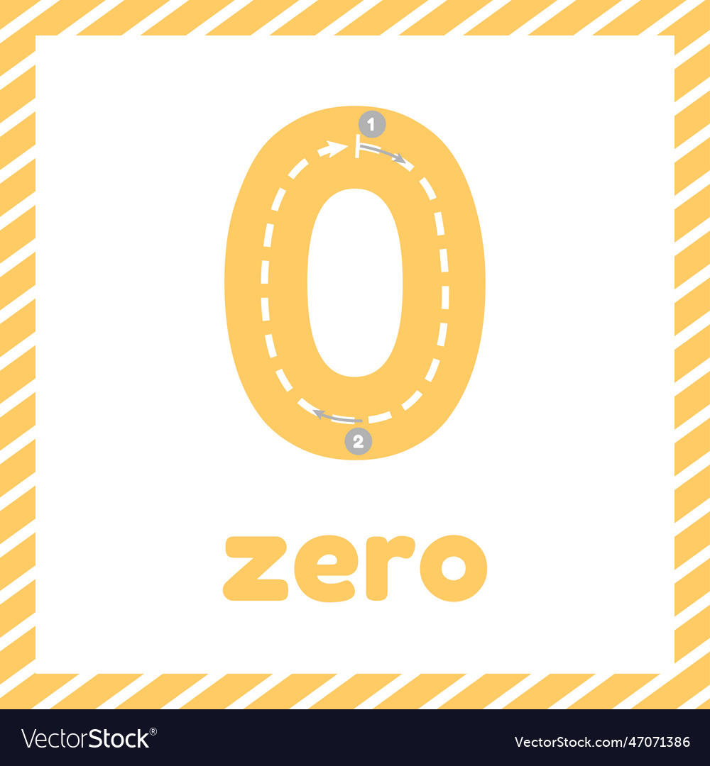 Learn how to write number zero for kids Royalty Free Vector