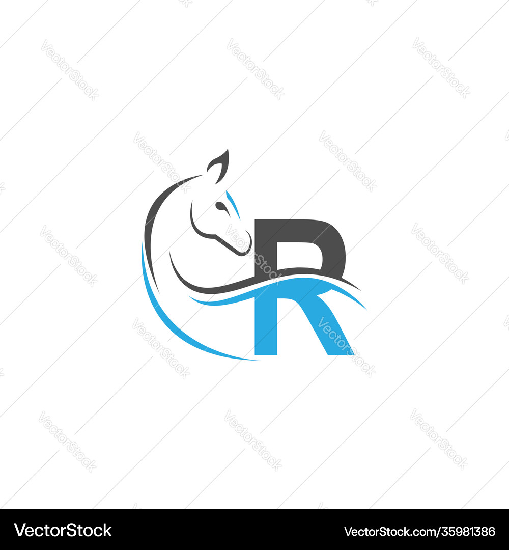 Letter r icon logo with horse design Royalty Free Vector