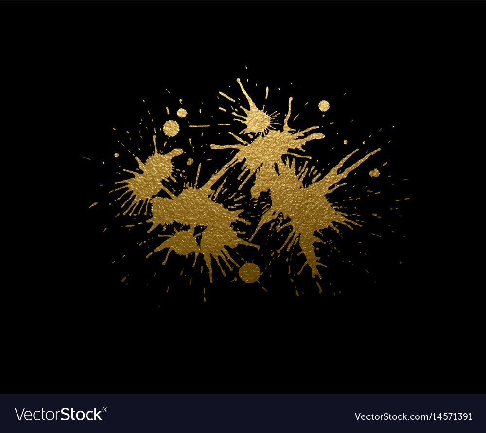 Abstract Golden Texture Blots On The Black Vector Image 6696