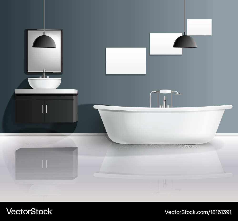 Bathroom realistic interior composition Royalty Free Vector