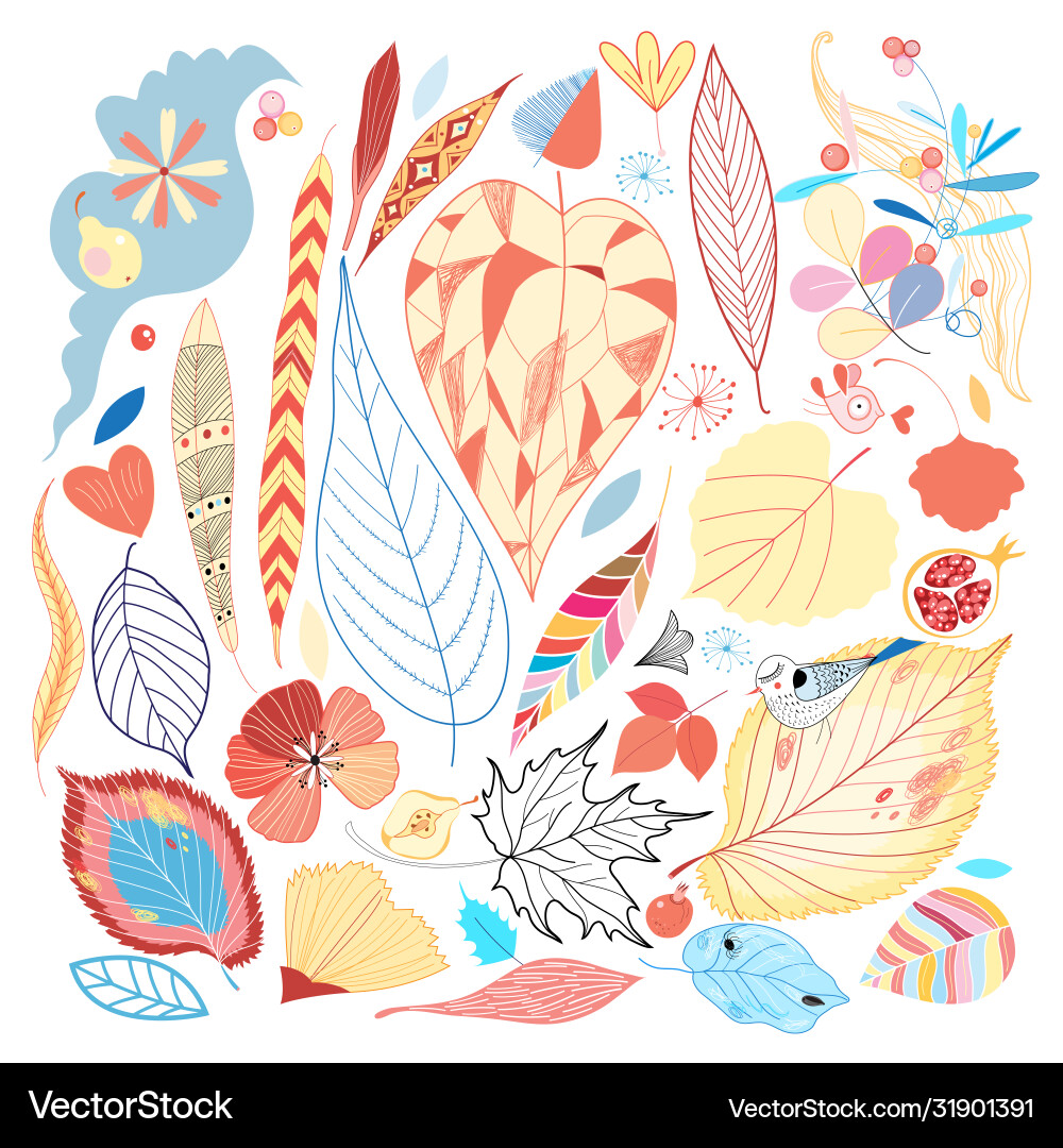 Bright autumn set Royalty Free Vector Image - VectorStock