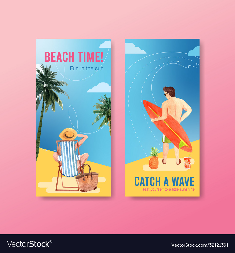 Summer flyer template design for vacation travel