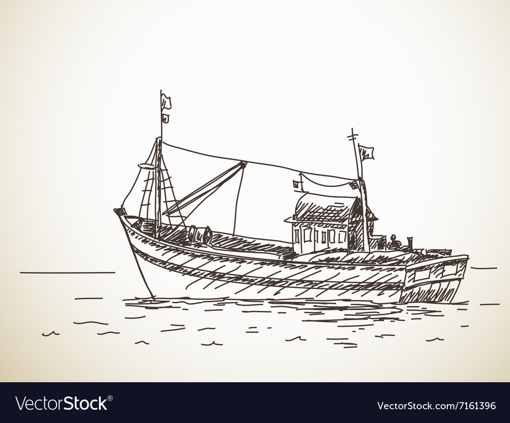 Boat drawing illustration Stock Vector by ©Kopirin 64036445