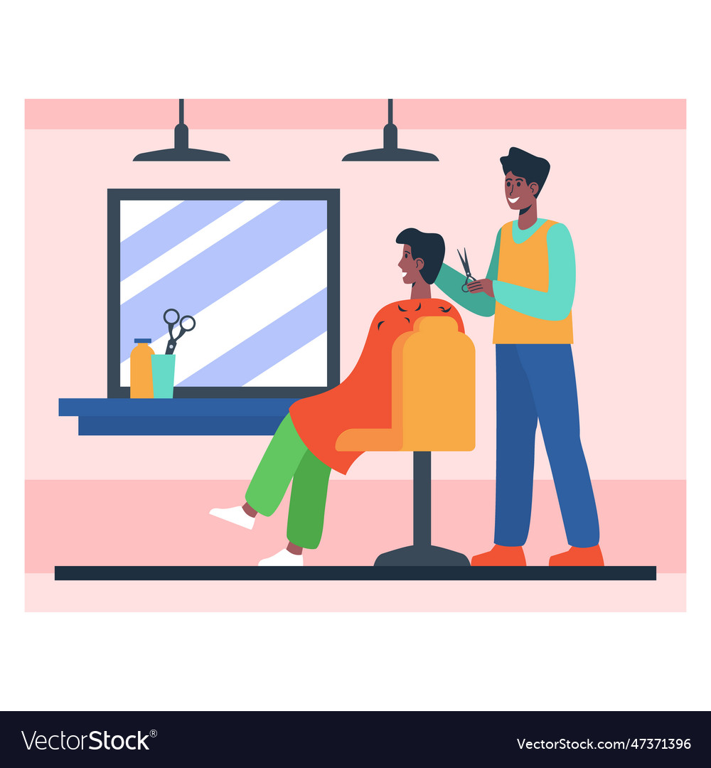 Hairdresser trim client hair male Royalty Free Vector Image