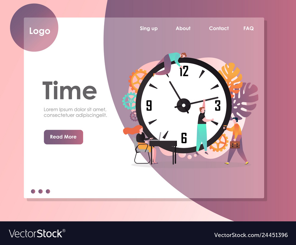 Time website landing page design template Vector Image