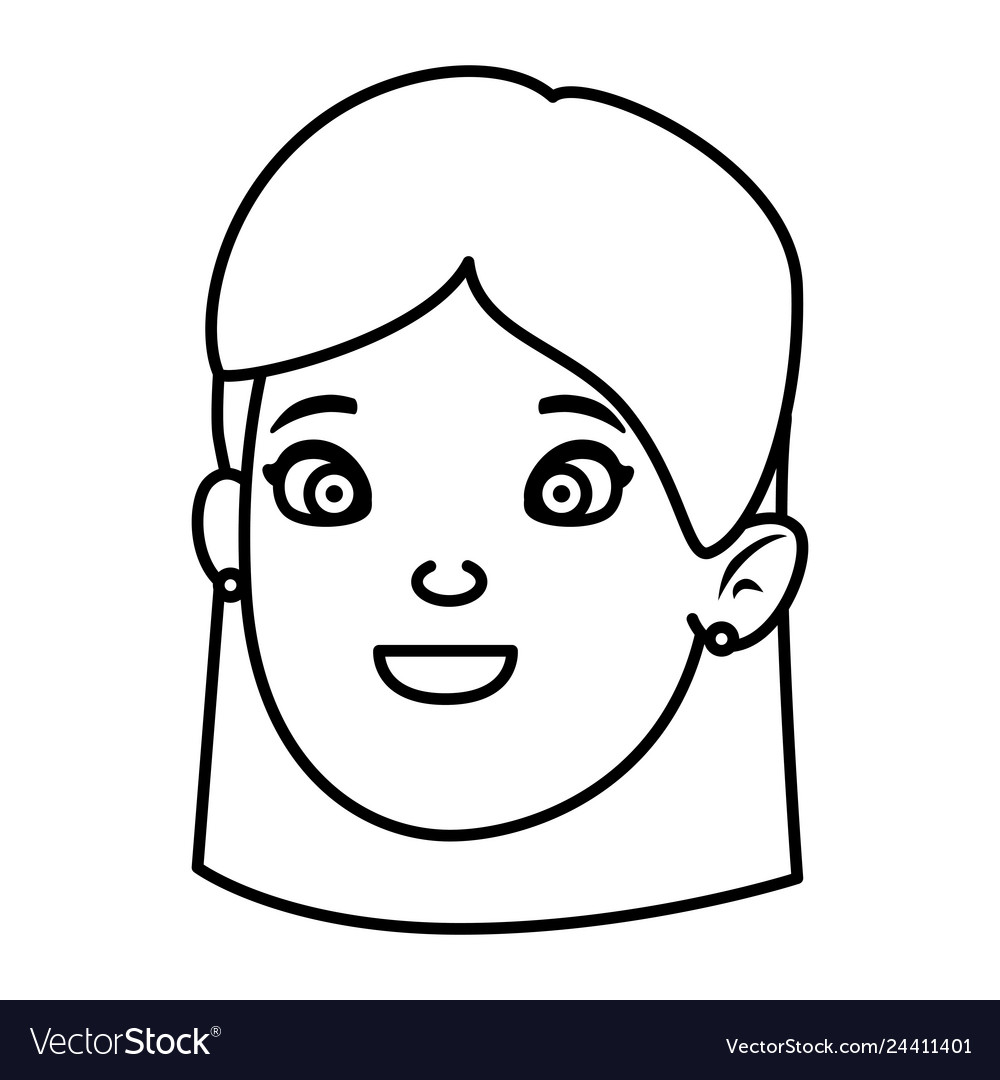 Beautiful little girl head character Royalty Free Vector