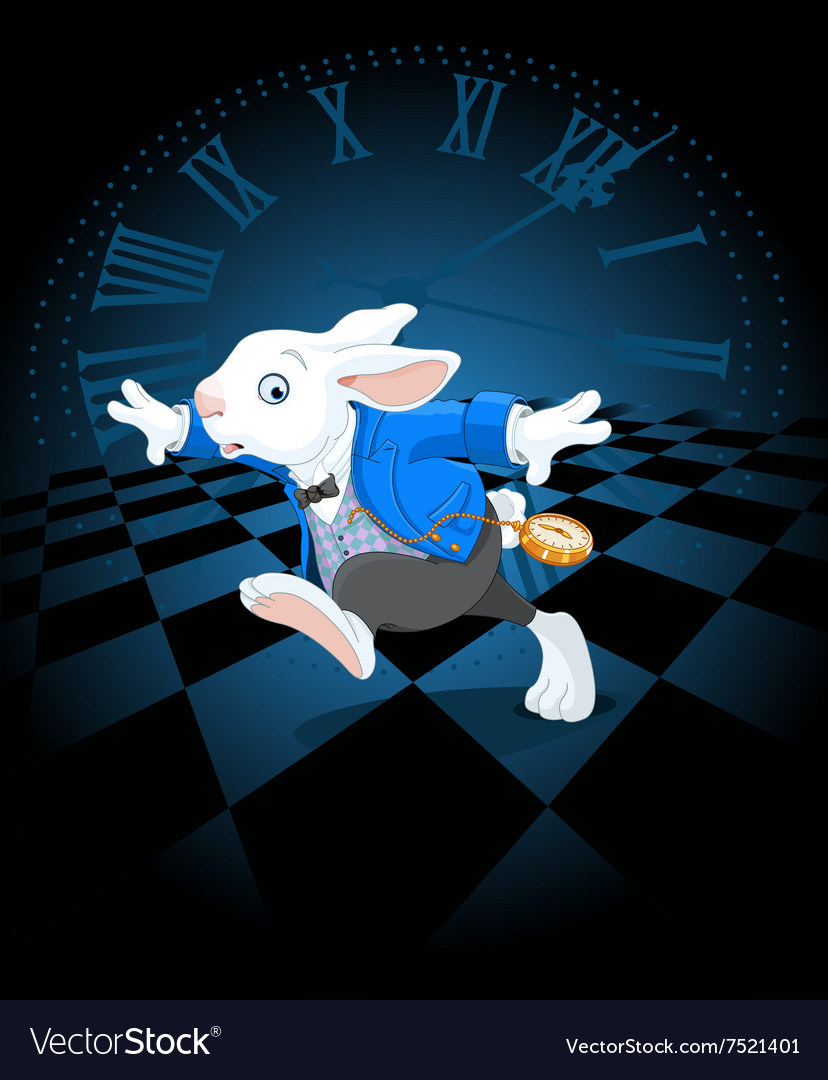 Running white rabbit Royalty Free Vector Image