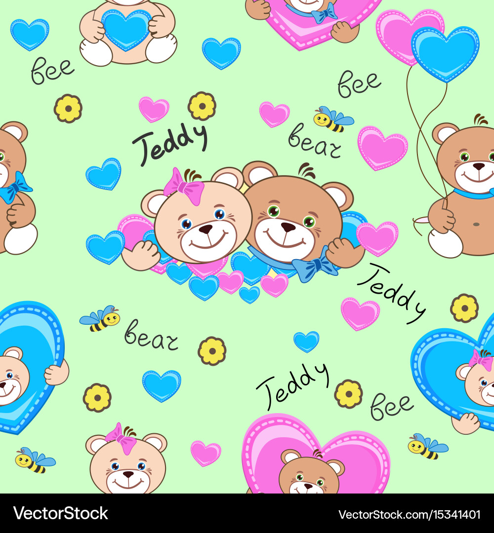 Teddy bears seamless pattern Royalty Free Vector Image