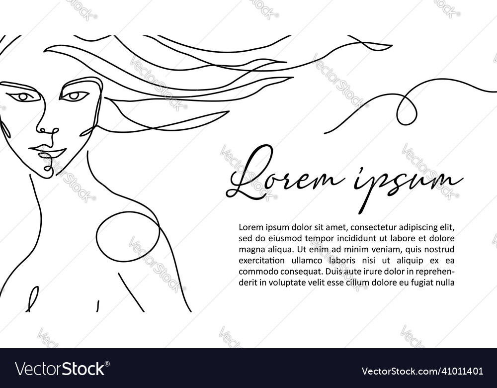 Woman hair one line art hairdressers signboard