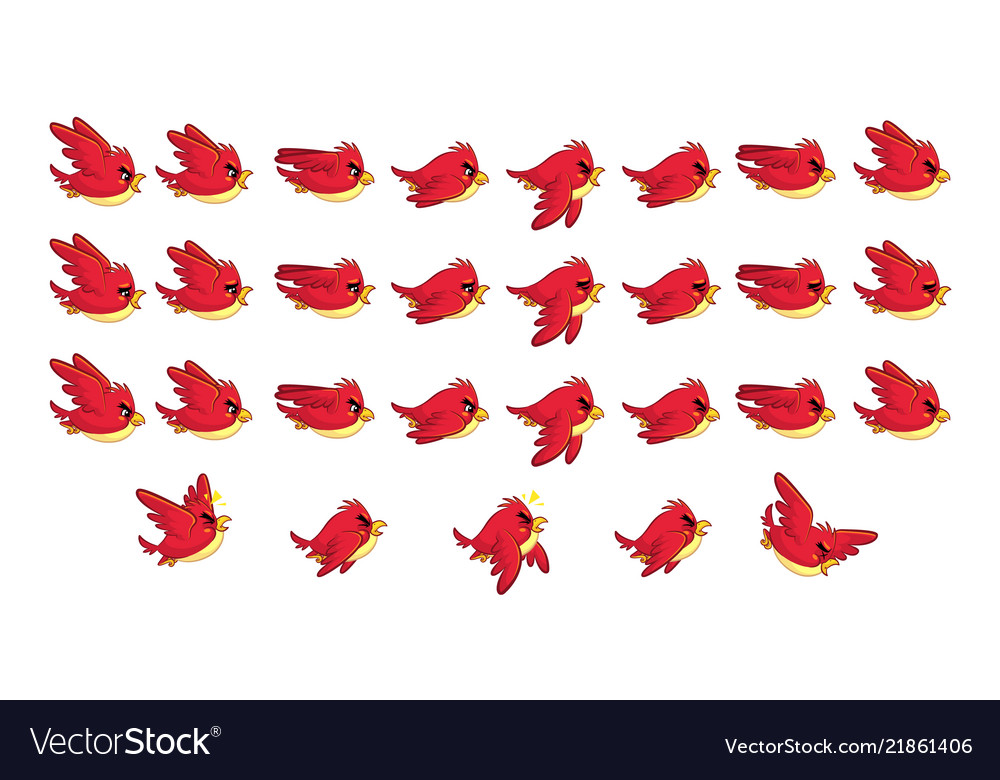 Flying red bird game sprites Royalty Free Vector Image