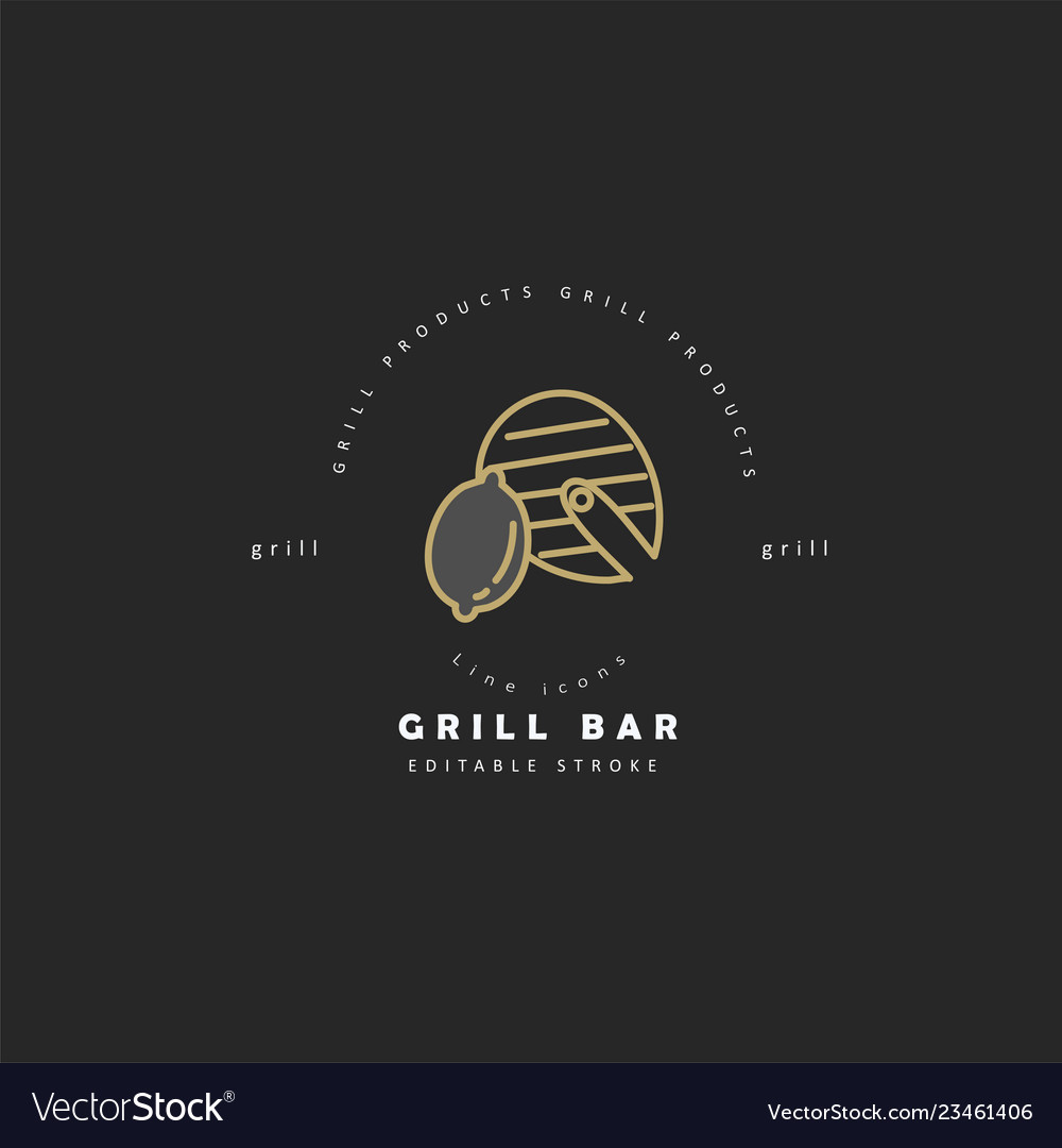 Icon and logo for meat grill cafe Royalty Free Vector Image