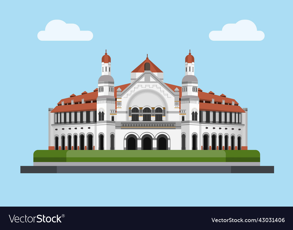 Lawang sewu is historical building in indonesia Vector Image