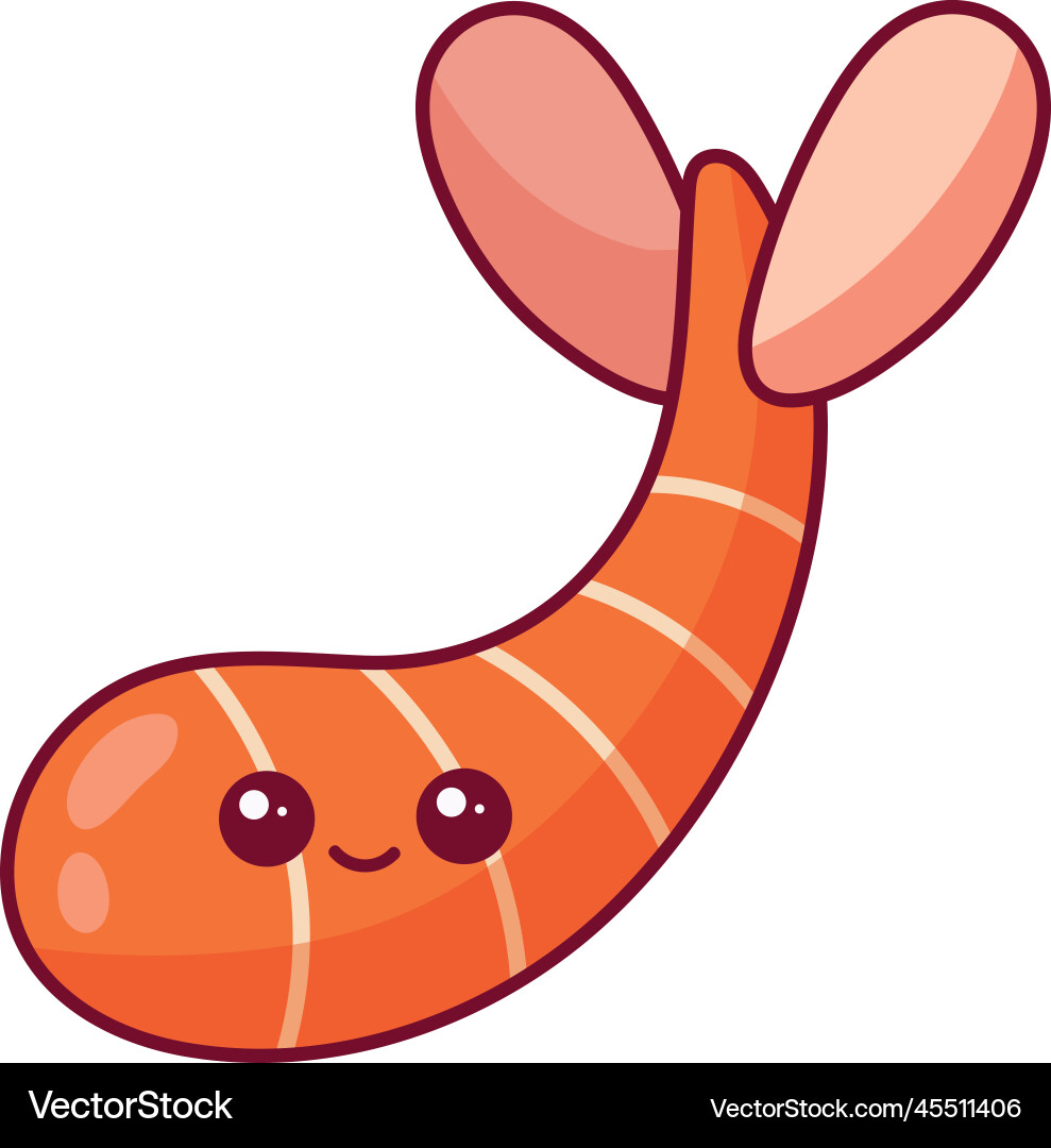Shrimp sealife kawaii character Royalty Free Vector Image