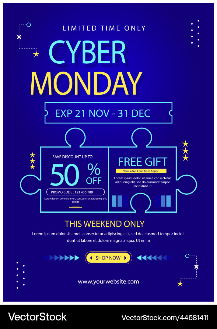 Cyber monday poster or flyer design template Vector Image