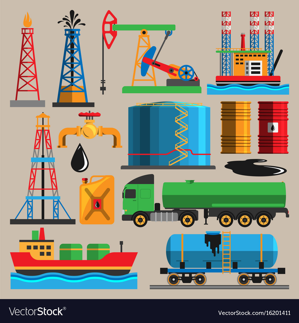 Oil extraction transportation industry production Vector Image