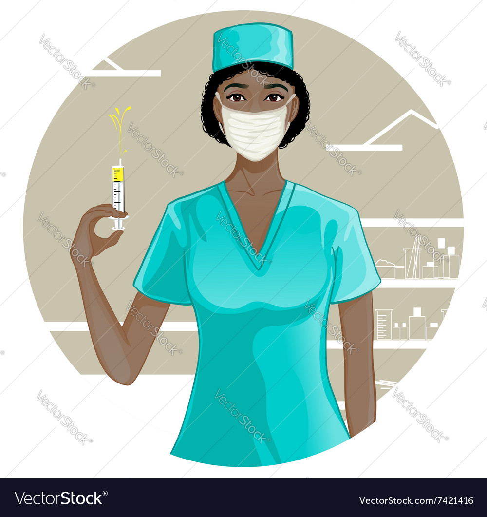 African american nurse with syringe eps10 Vector Image