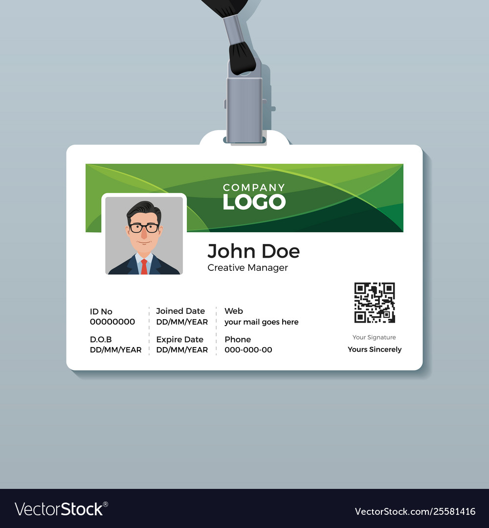 corporate id card template with green curve company id card templates