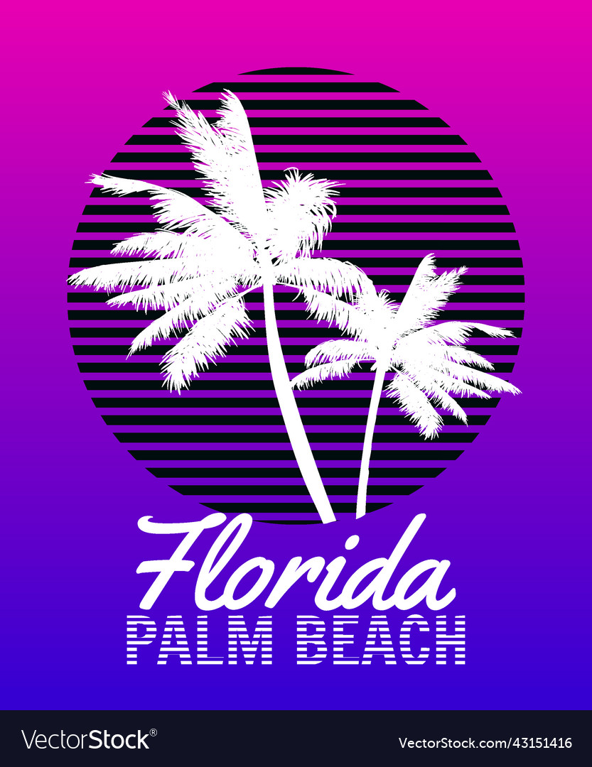 Florida palm beach sunset print t-shirt design Vector Image