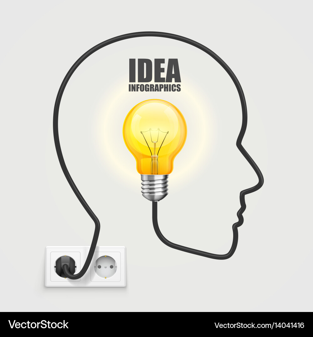 Head with a light bulb from socket Royalty Free Vector Image