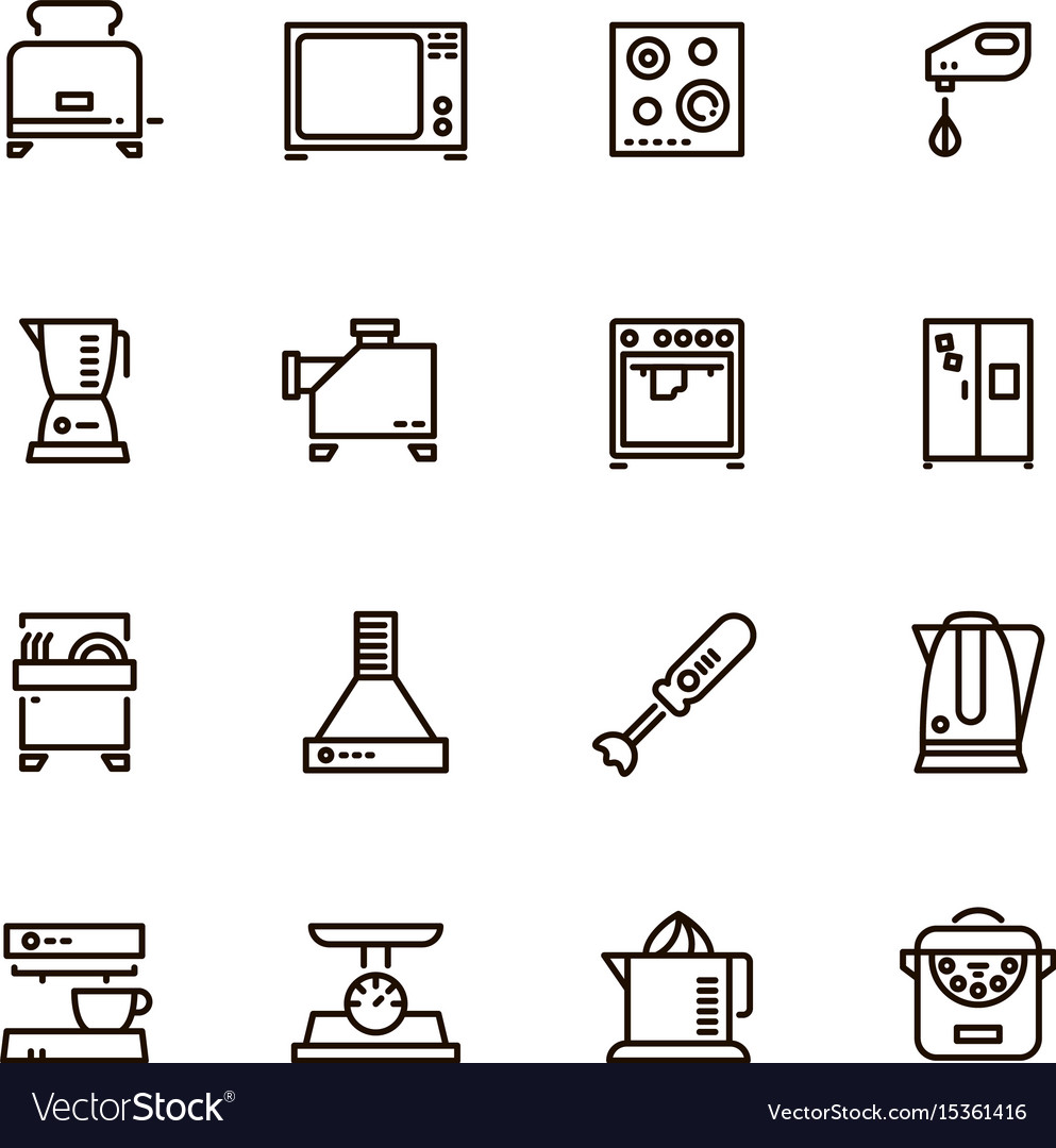 Kitchen and cooking appliances household Vector Image