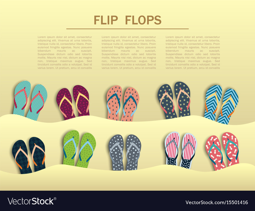 Summer flip flops set Royalty Free Vector Image
