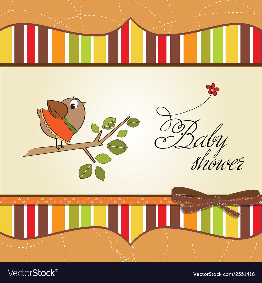 Welcome baby card with funny little bird Vector Image Welcome baby card with funny little bird Vector Image