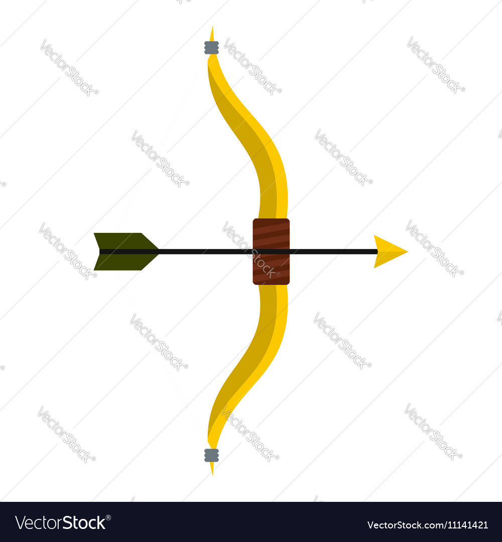 Bow and arrow icon flat style Royalty Free Vector Image