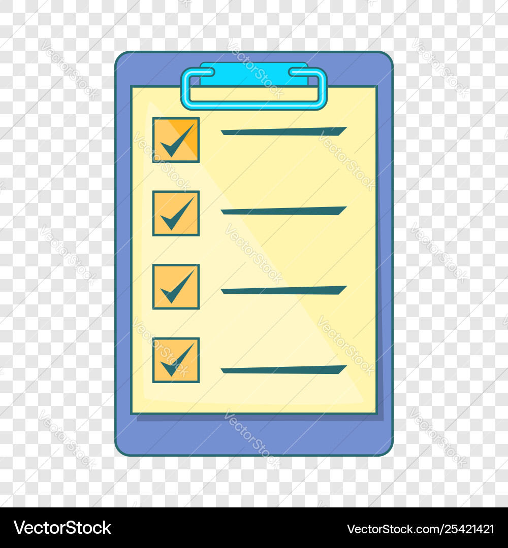 Clipboard Check List Icon Cartoon Style Royalty Free Vector