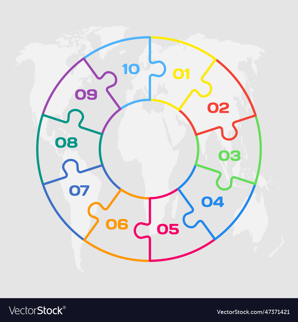 Diagram infographic for 10 steps circle puzzle Vector Image