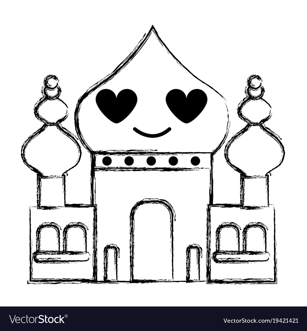 Figure taj mahal in love kawaii cartoon Royalty Free Vector Figure taj mahal in love kawaii cartoon Royalty Free Vector