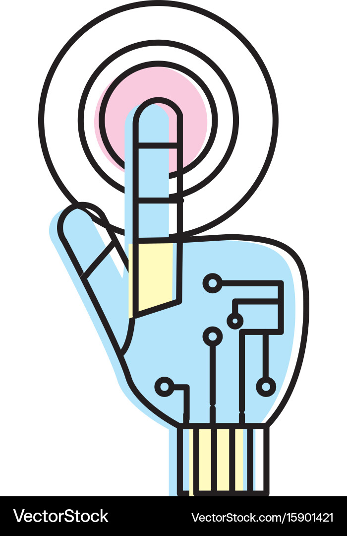 Hand with finger touch and circuits digital Vector Image