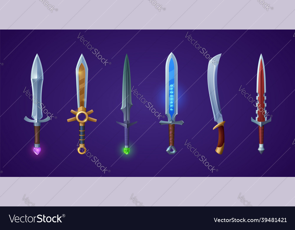 Medieval swords weapons of knight or warrior Vector Image