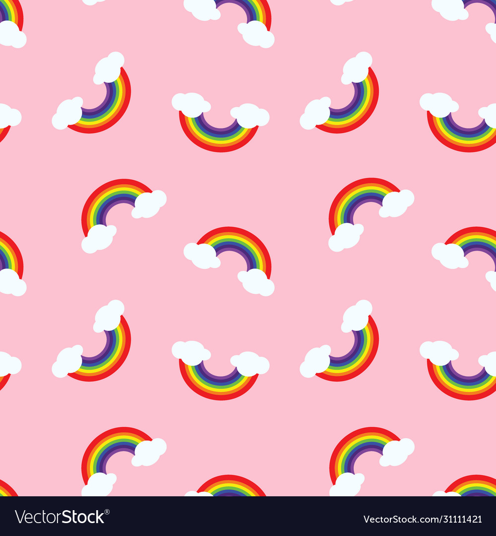 Pink rainbow background cute seamless pattern Vector Image