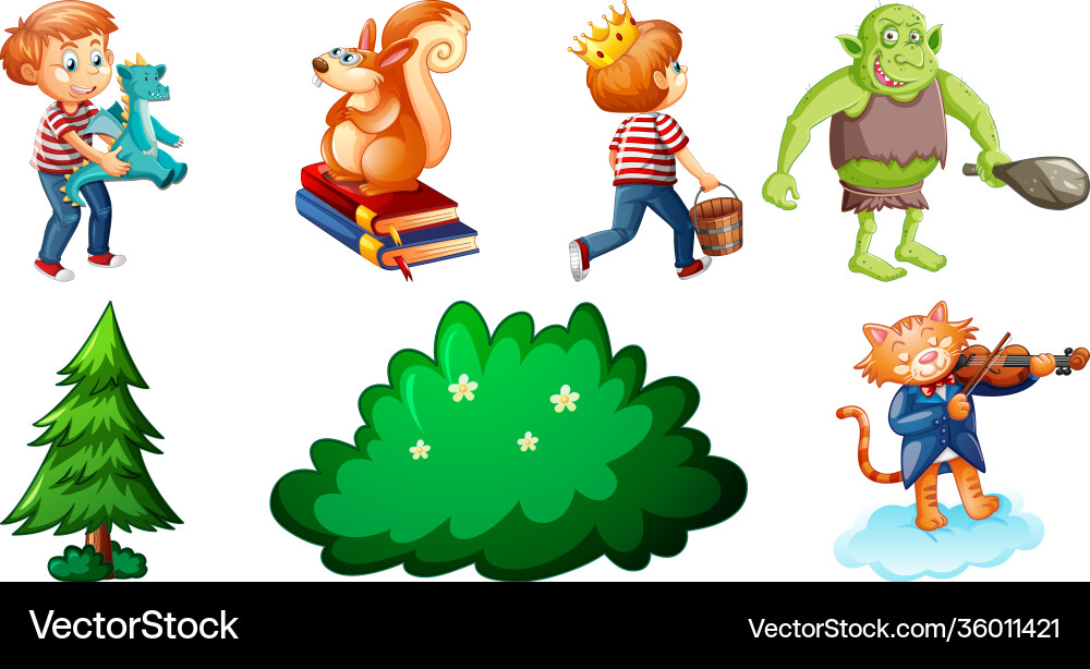 Set different nursery rhyme character isolated Vector Image